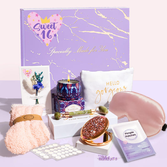 Sweet 16 Gift Box for Girls, 9-Piece Self-Care Gift Set for Teens, Daughters, Sisters & Friends