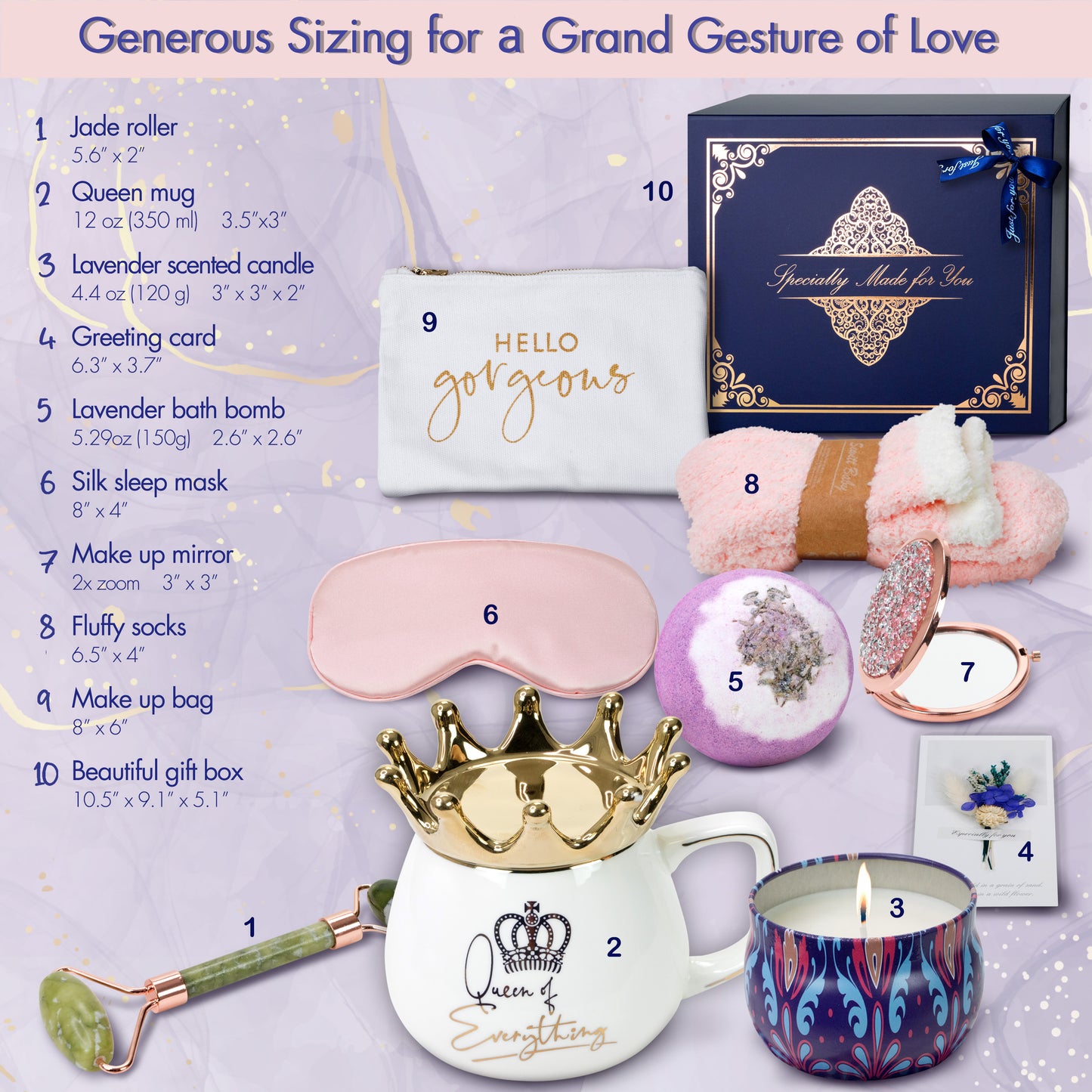 Luxury Lavender Gift Basket for Women – 10-Piece Self-Care Gift Set for Birthday, Mother’s Day, Christmas, or Any Other Occasions