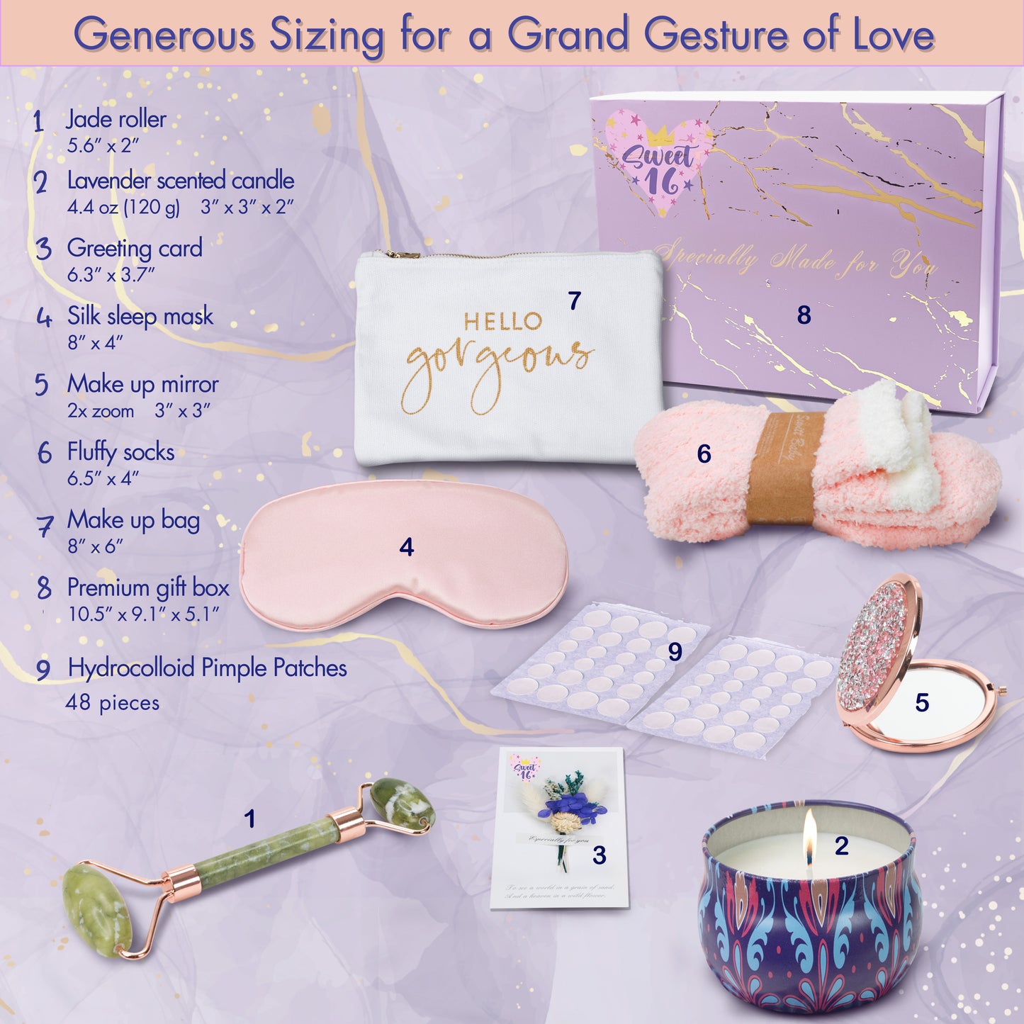 Sweet 16 Gift Box for Girls, 9-Piece Self-Care Gift Set for Teens, Daughters, Sisters & Friends