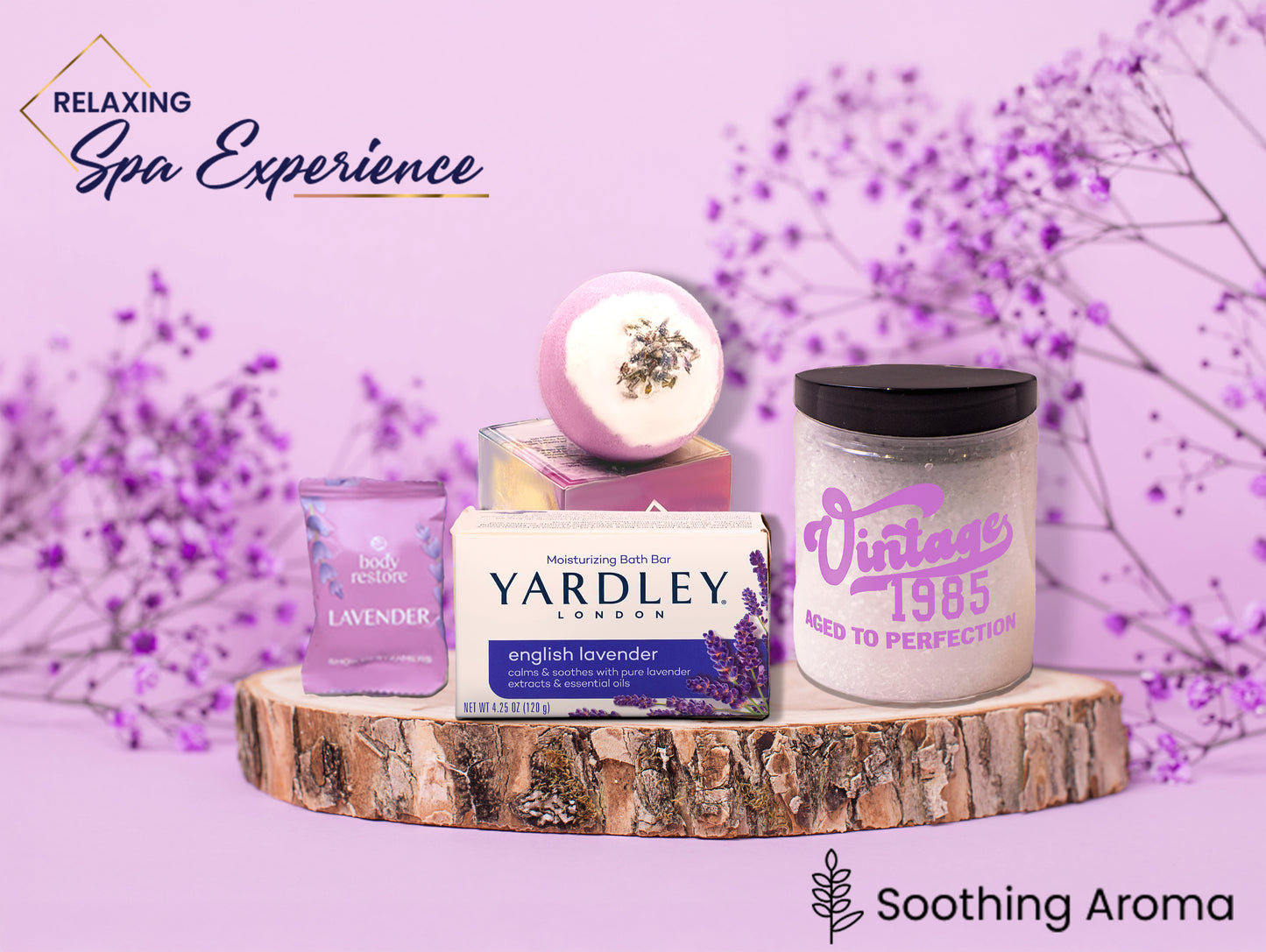 Elegant 40th Birthday Gift for Women, 9-Piece Lavender Spa Gift Set for Women Born in 1985
