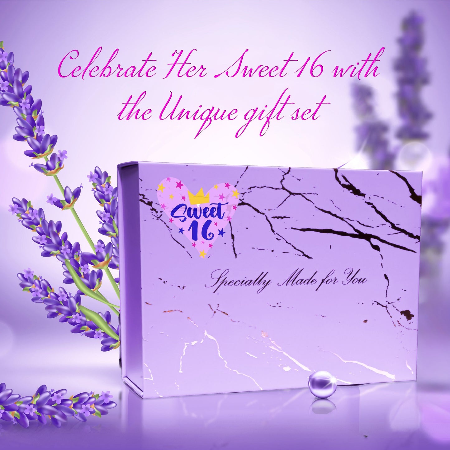Sweet 16 Gift Box for Girls, 9-Piece Self-Care Gift Set for Teens, Daughters, Sisters & Friends