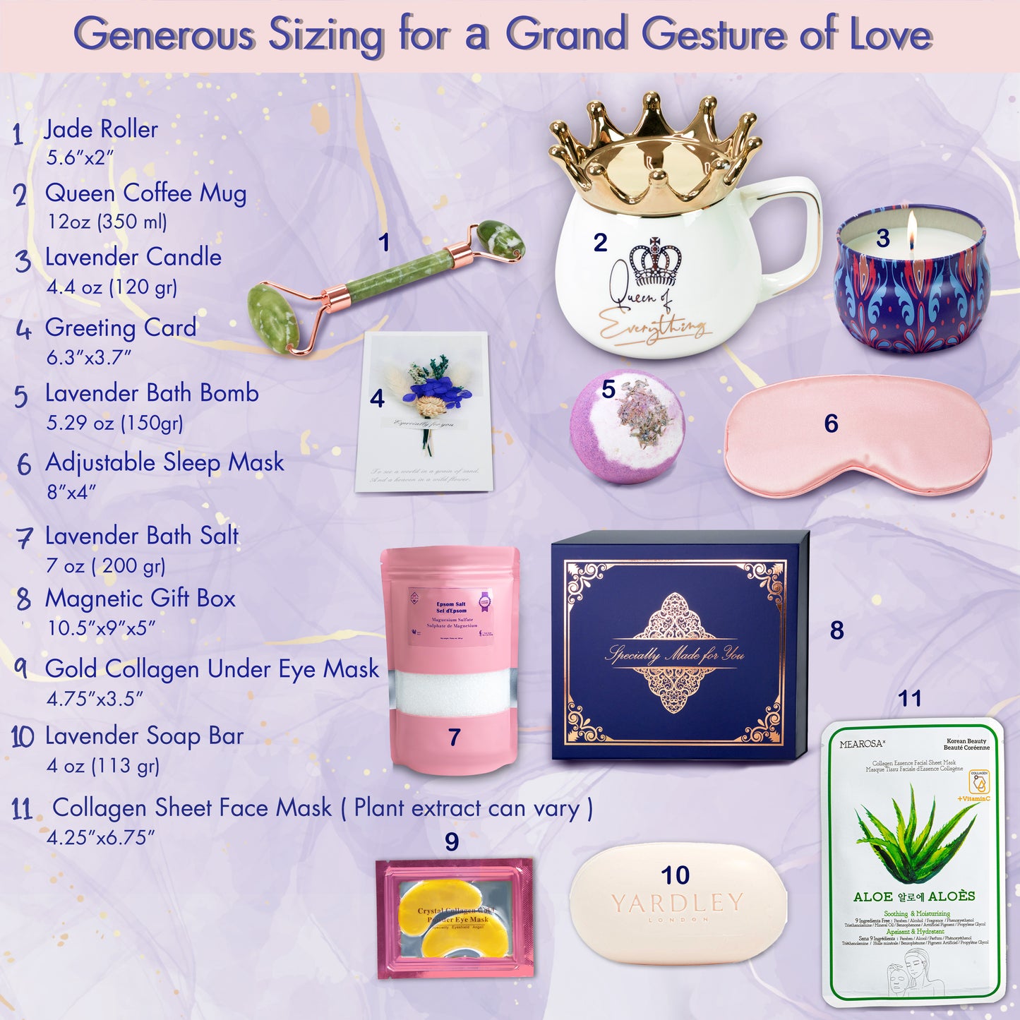 Unique Spa Gift Set for Women – 11-Piece Lavender Self-Care Gift Basket for Her Ideal for Birthday, Mother’s Day, Christmas, or Any Other Occasions
