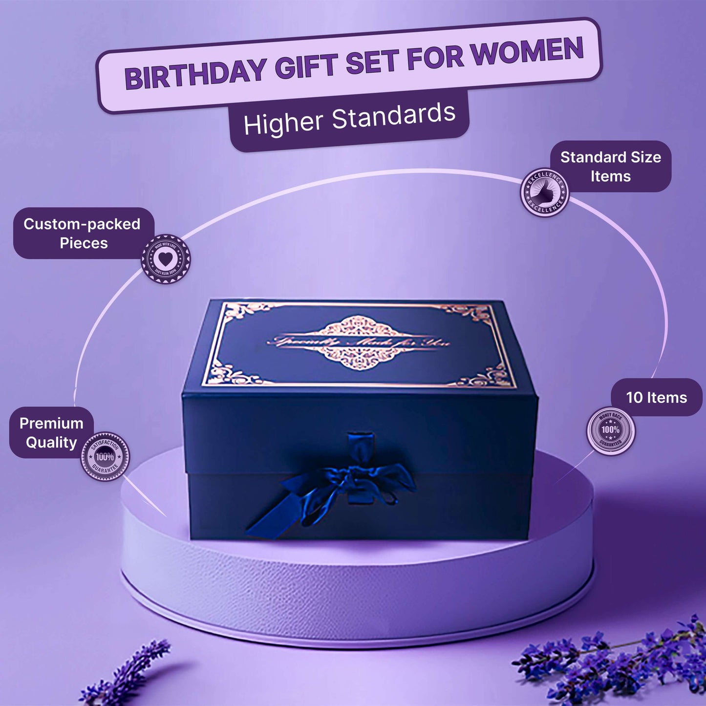 Luxury Lavender Gift Basket for Women – 10-Piece Self-Care Gift Set for Birthday, Mother’s Day, Christmas, or Any Other Occasions - Neat Boss Gifts