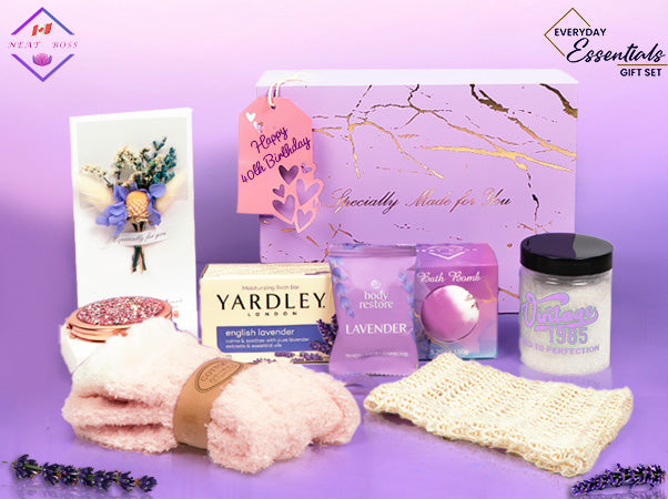 Elegant 40th Birthday Gift for Women, 9-Piece Lavender Spa Gift Set for Women Born in 1985