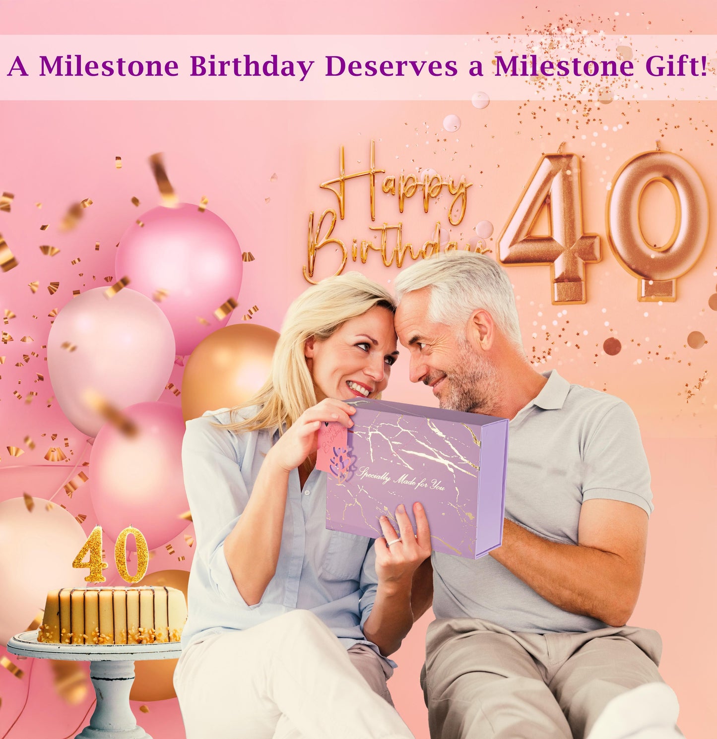 Elegant 40th Birthday Gift for Women, 9-Piece Lavender Spa Gift Set for Women Born in 1985