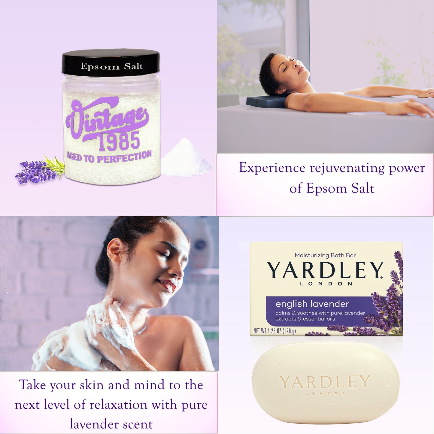 Elegant 40th Birthday Gift for Women, 9-Piece Lavender Spa Gift Set for Women Born in 1985
